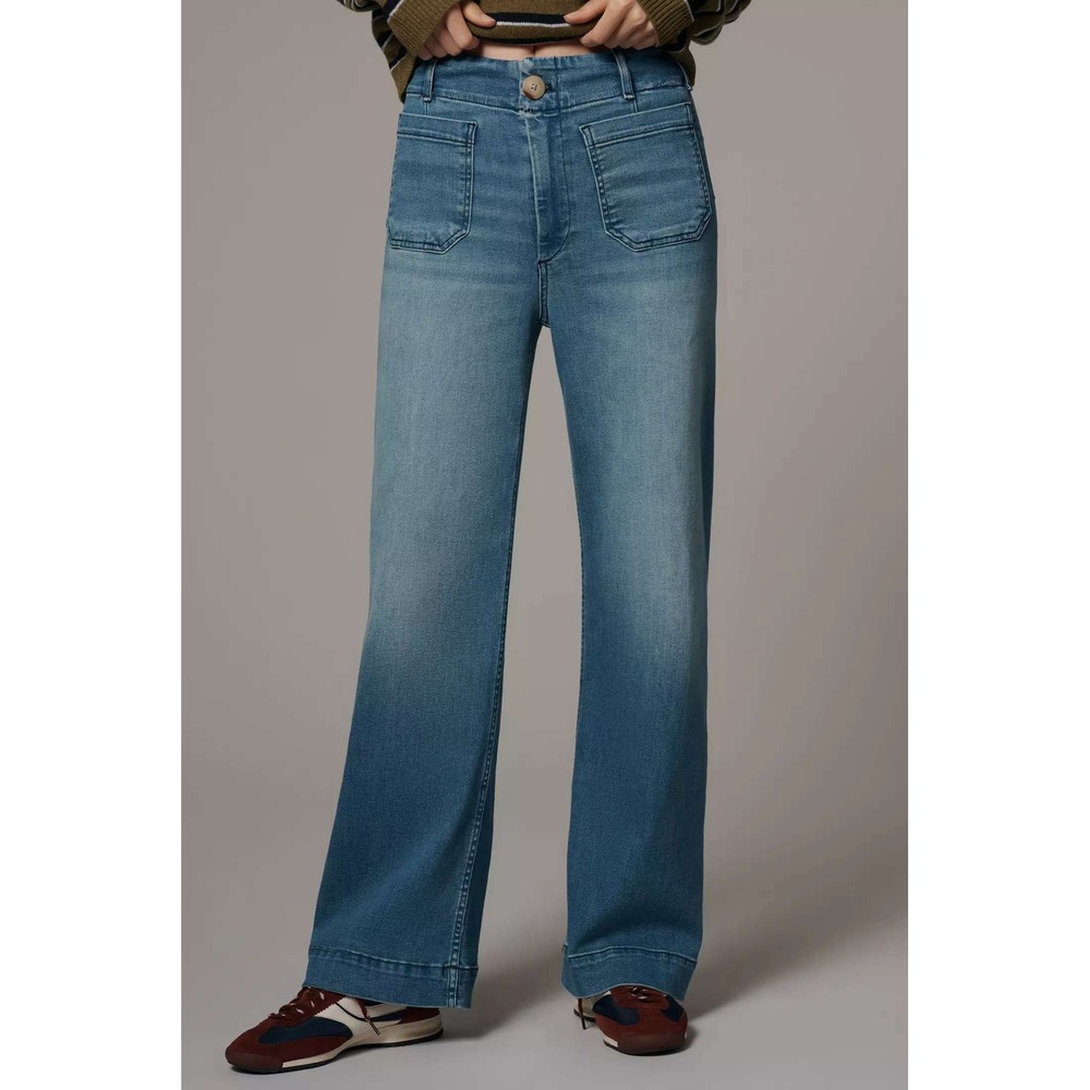 Maeve The Colette High-Rise Wide-Leg Full-Length Jeans Blue Women's Size 32